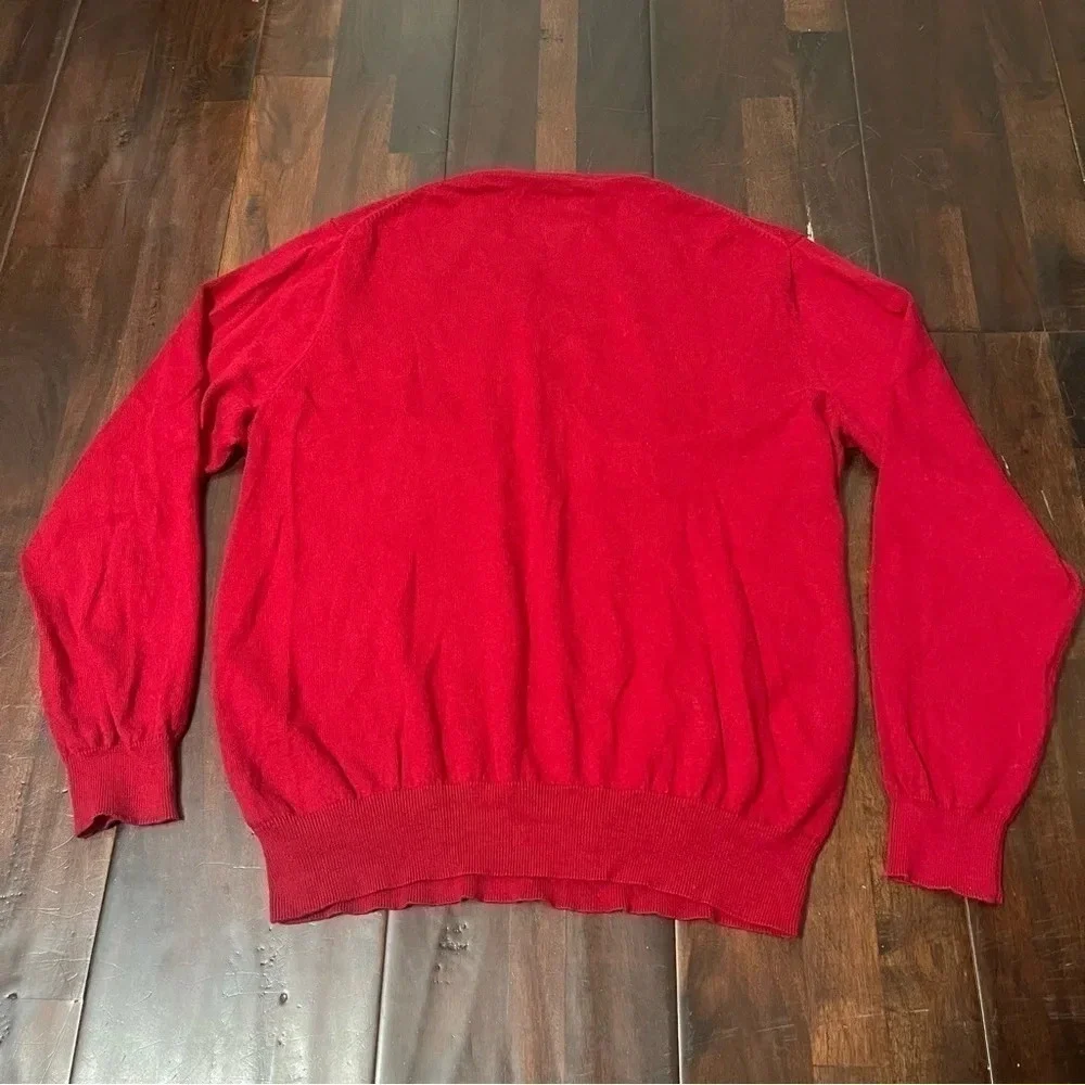 Chaps Red Sweater Mens Size Large Cotton Cashmere